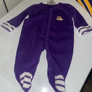 Cozy Purple Striped Kids Footie Pajamas